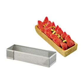 Cadre à Tarte Rectangle Inox Perforé 10x4 cm H.2 cm